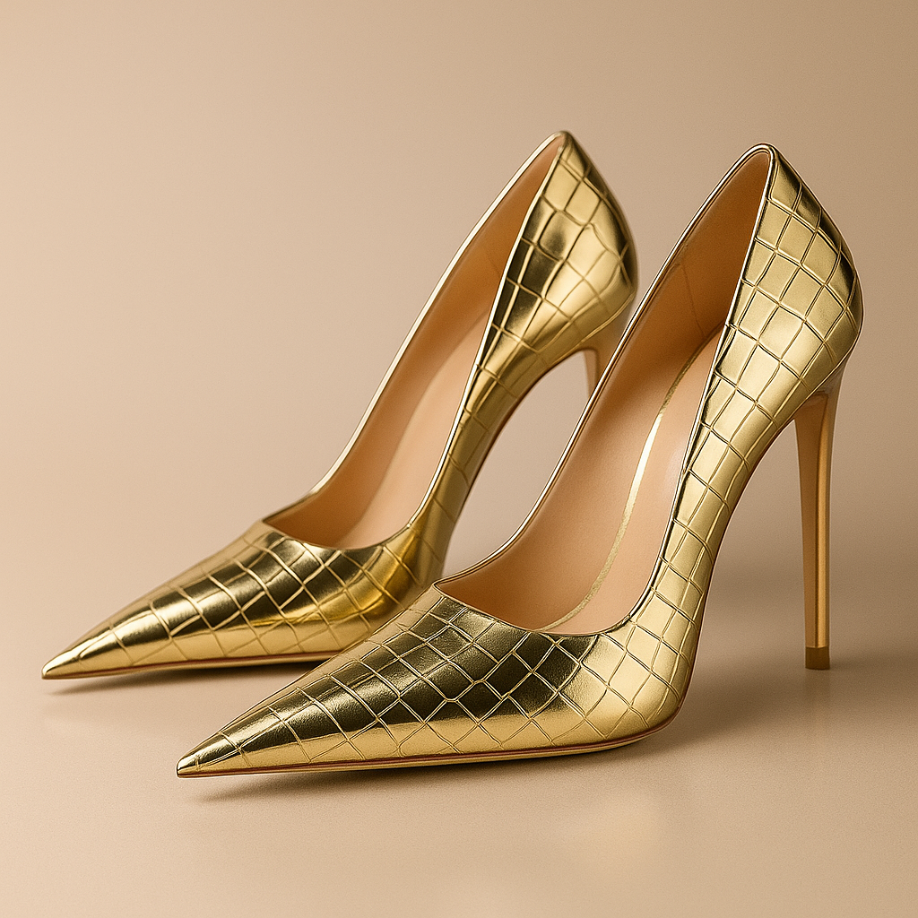 Noir Éclat™ – Tacones de Cocodrilo Esculpidos