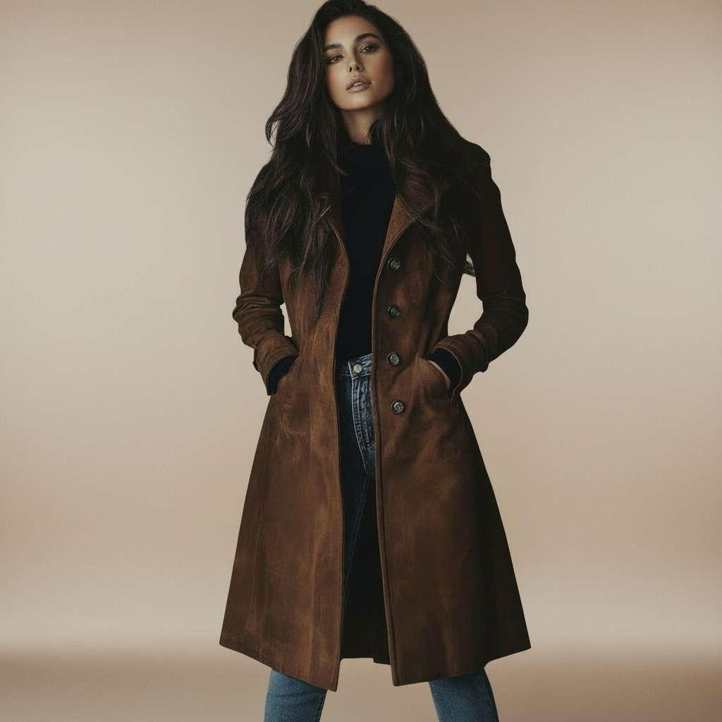 ABRIGO LARGO DE GAMUZA | TOP BESTSELLER