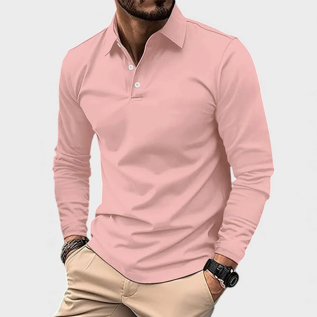 Guillermo™ | Polo casual de manga larga rosa