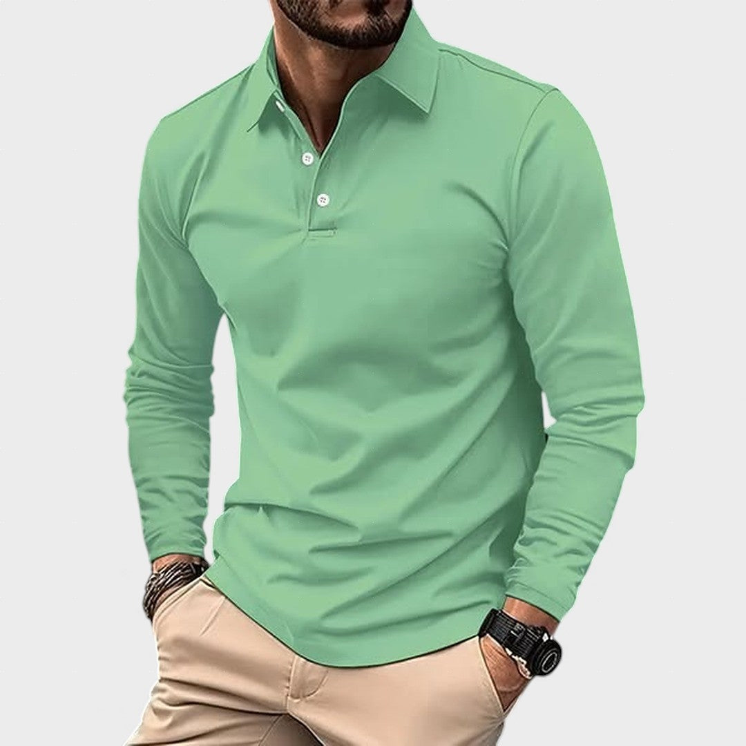 Guillermo™ | Polo casual de manga larga verde