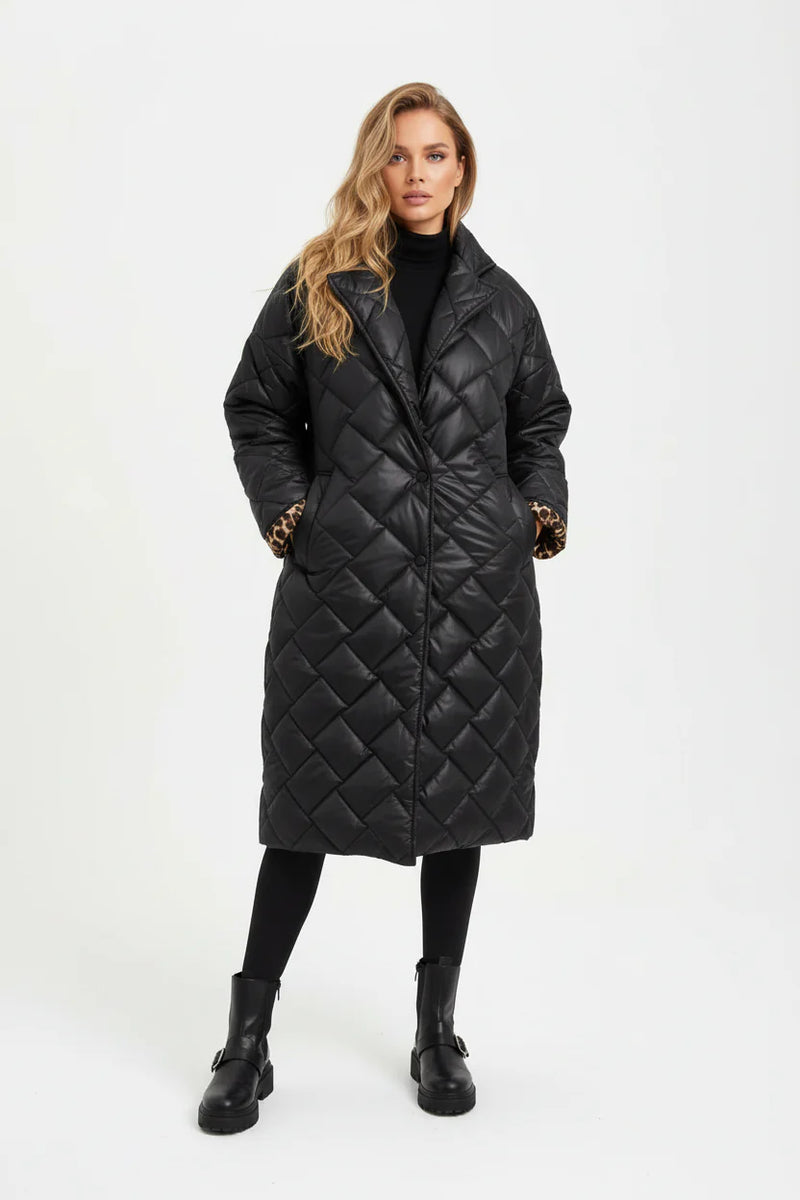 ABRIGO ACOLCHADO PREMIUM CON FORRO ESTAMPADO DE LEOPARDO