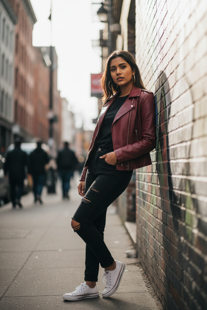 Leather jacket burgundy