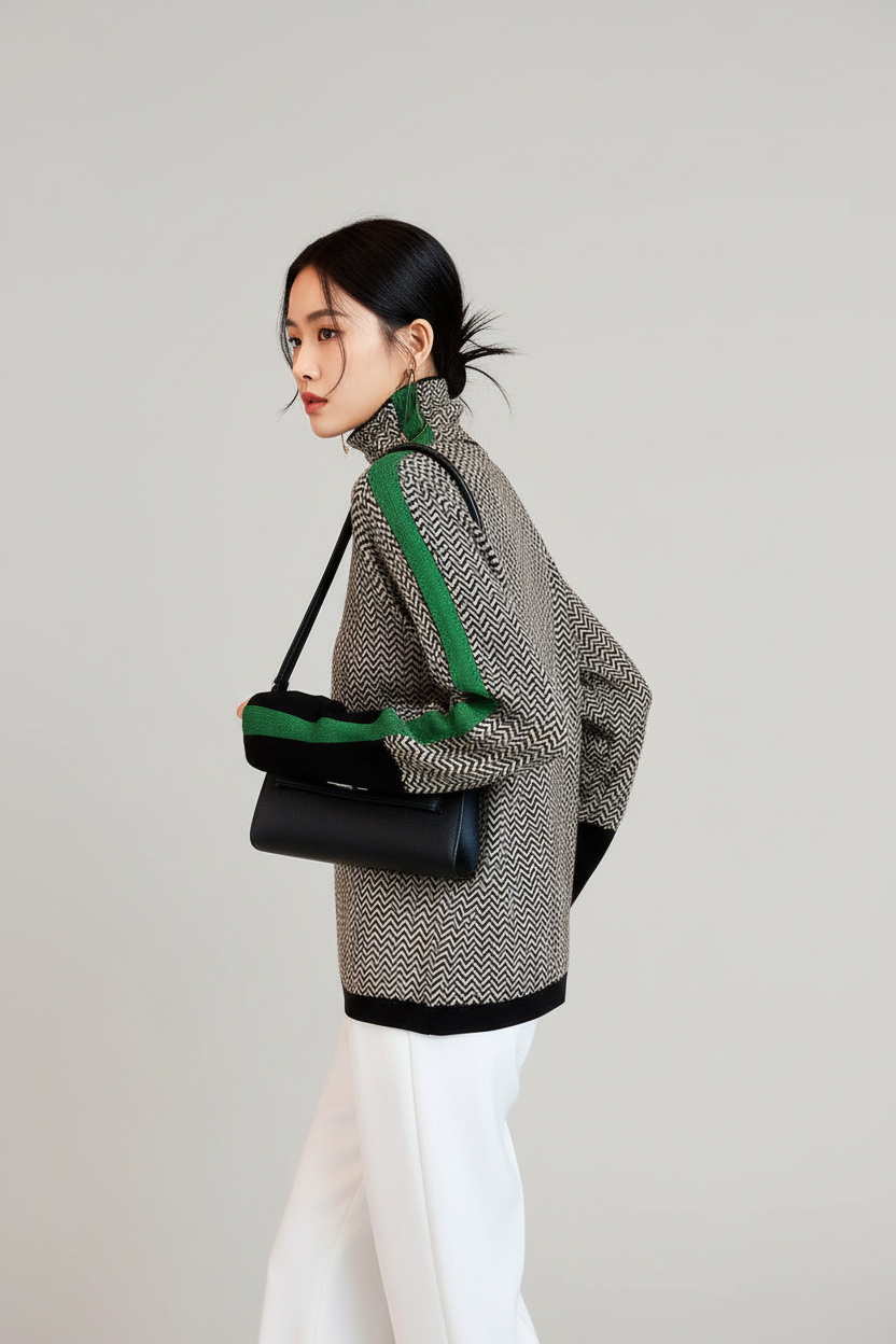 Sweater verde - Pose dinámica